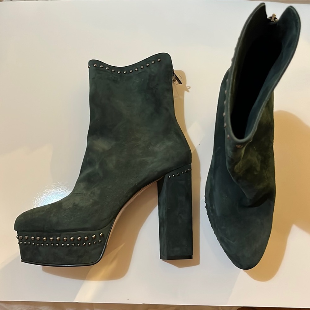 Green studded LeSilla short boot. NEW